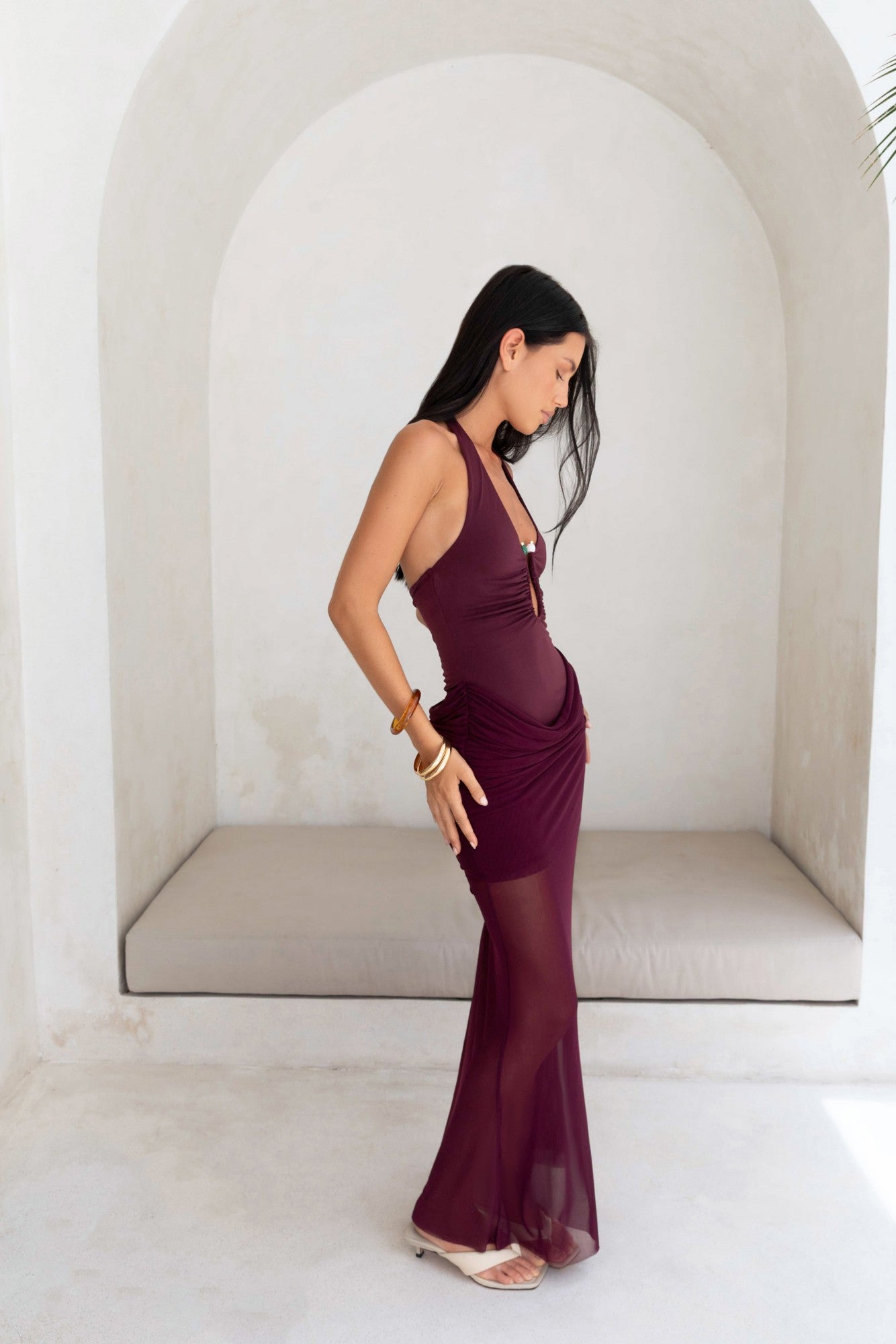 Luxe Legacy Halter Maxi Dress Plum