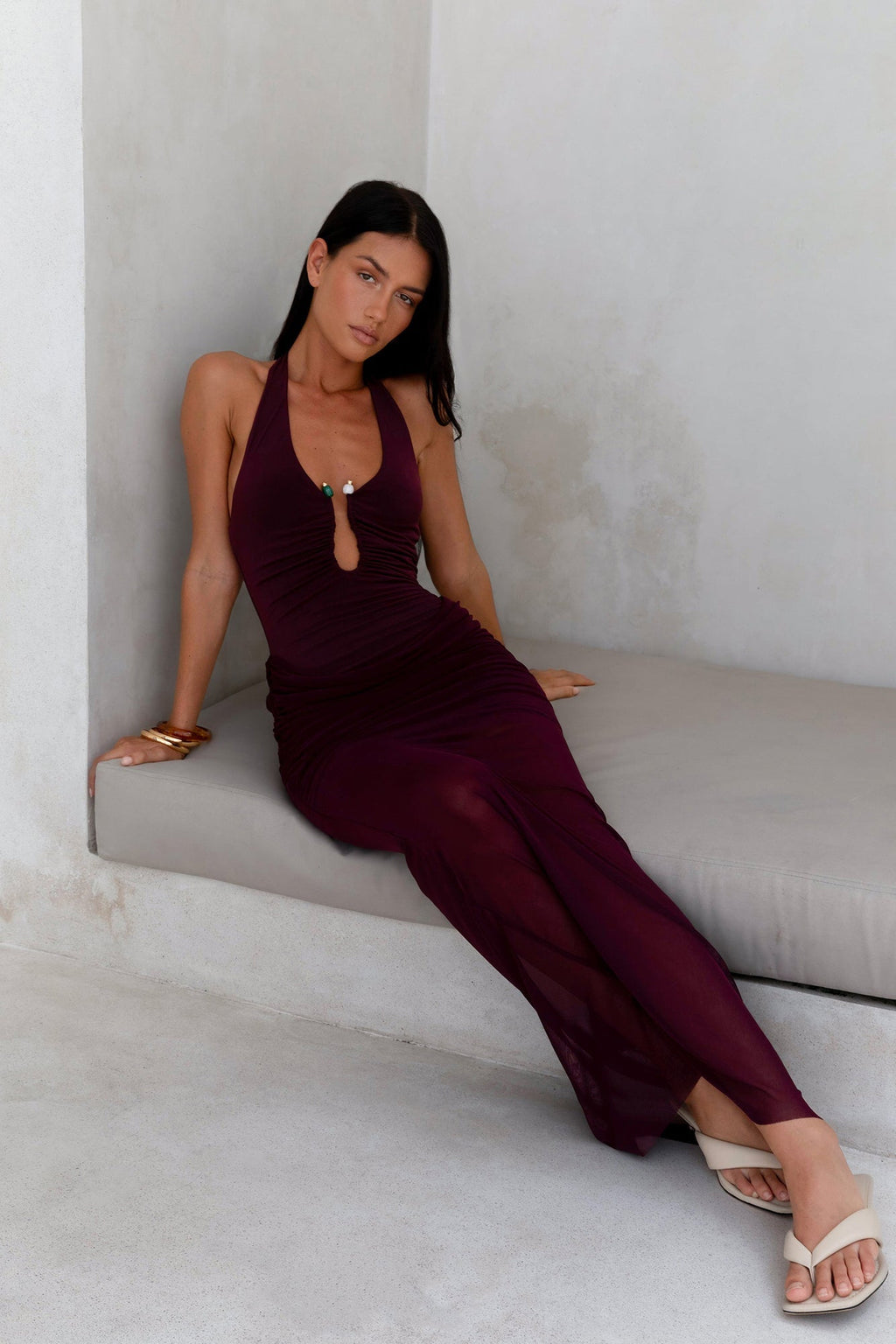 Luxe Legacy Halter Maxi Dress Plum