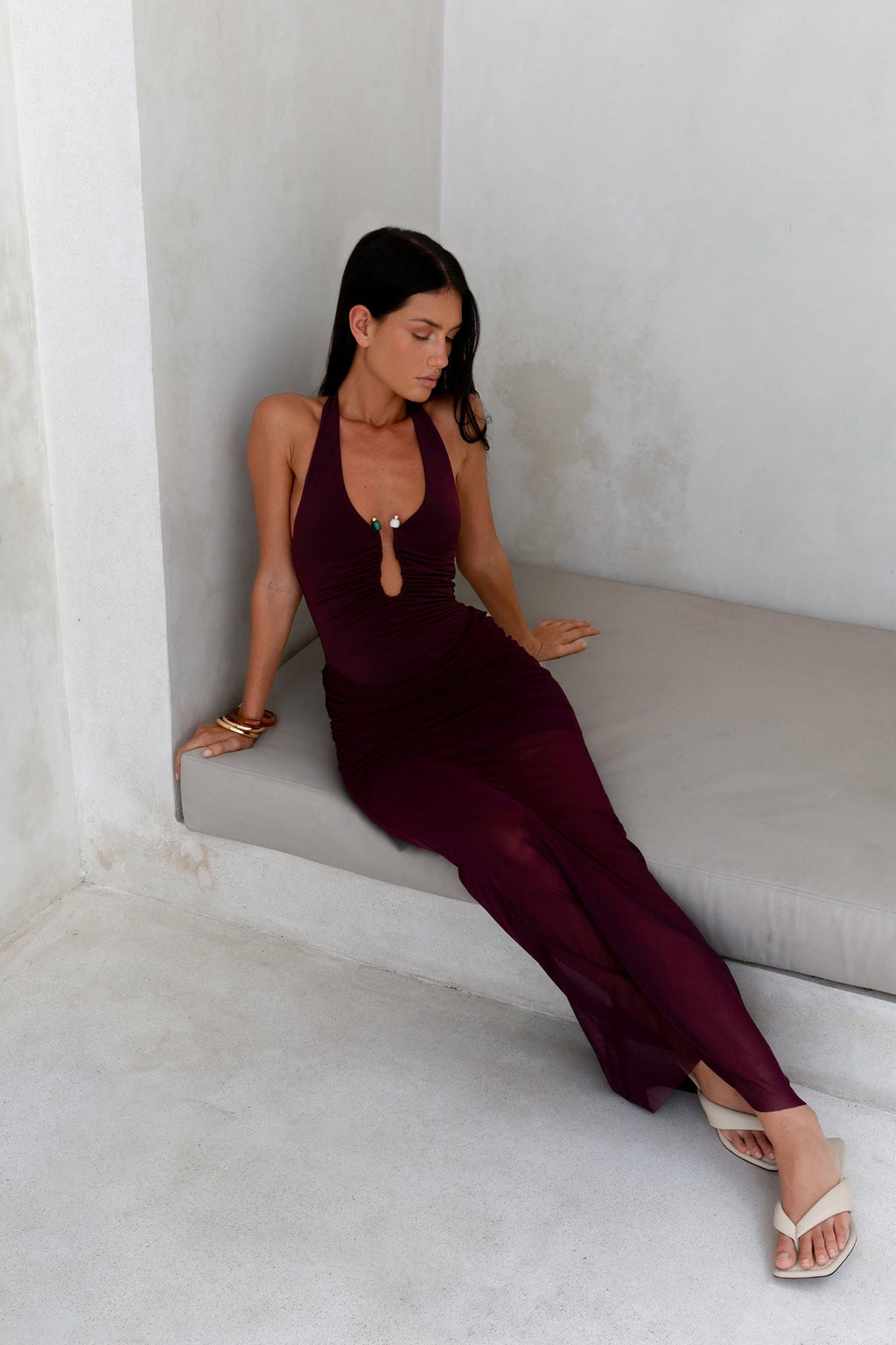 Luxe Legacy Halter Maxi Dress Plum