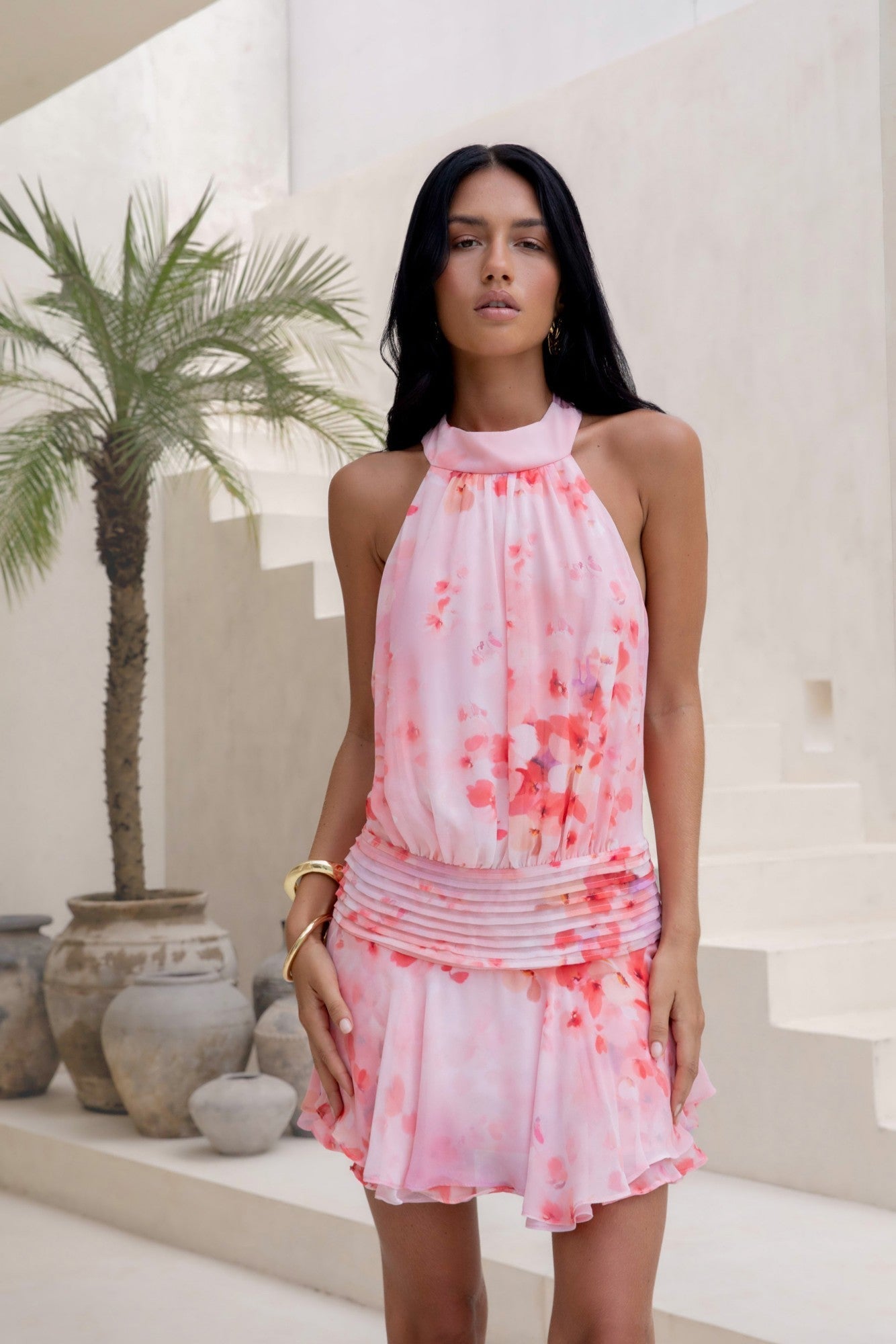 Sweet Summer Nights Halter Mini Dress Pink