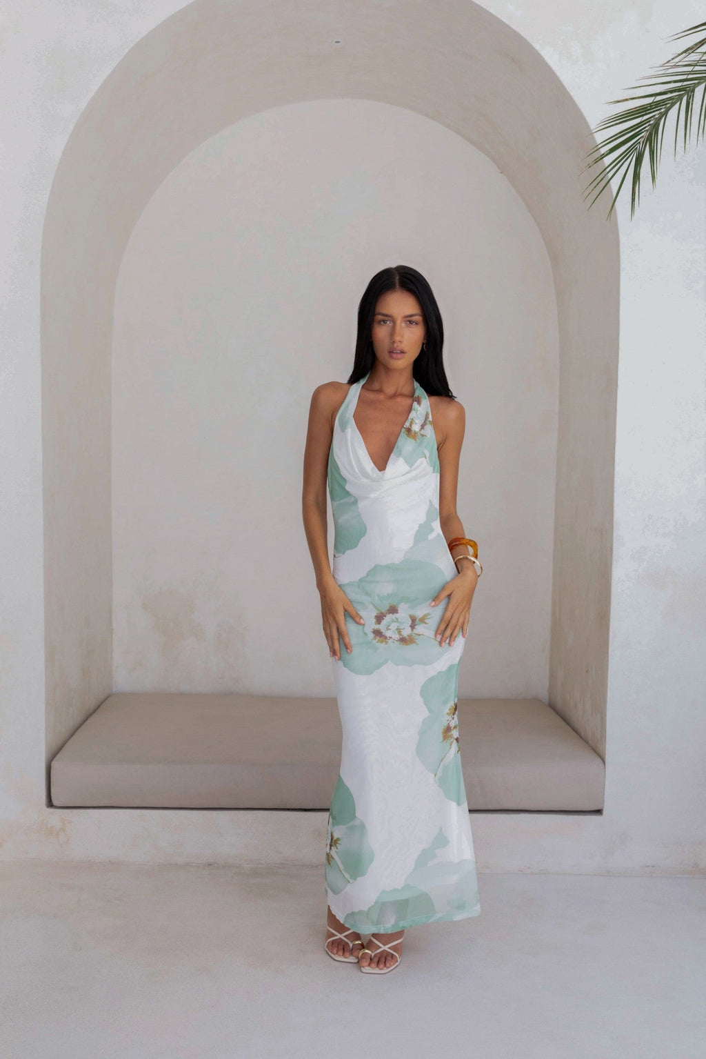 Seasons Pass Mesh Halter Maxi Dress White