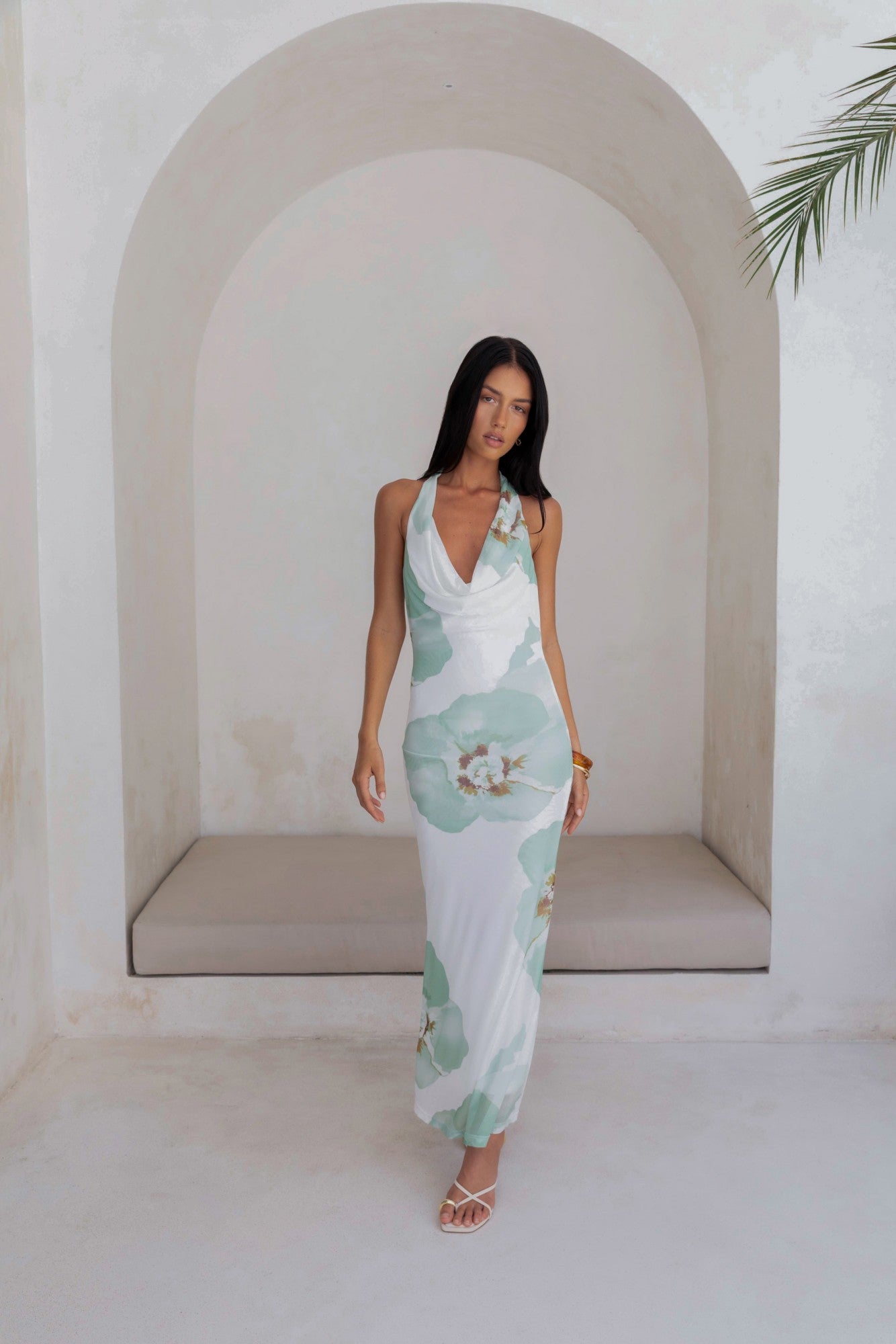 Seasons Pass Mesh Halter Maxi Dress White