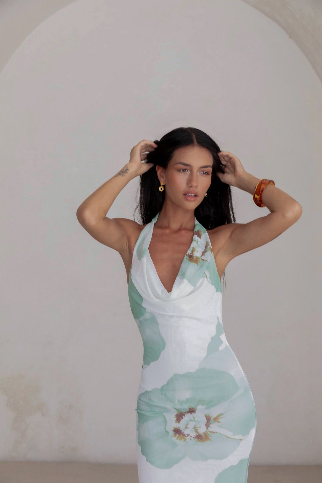 Seasons Pass Mesh Halter Maxi Dress White