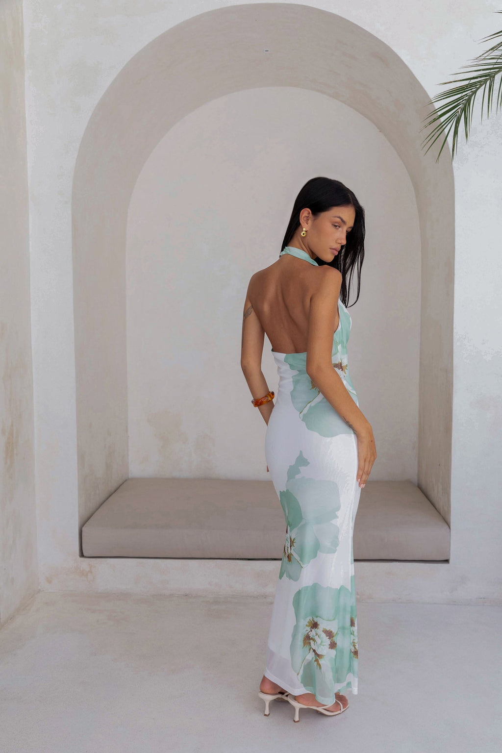Seasons Pass Mesh Halter Maxi Dress White