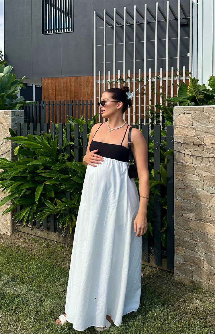 Akari White Contrast Maxi Dress
