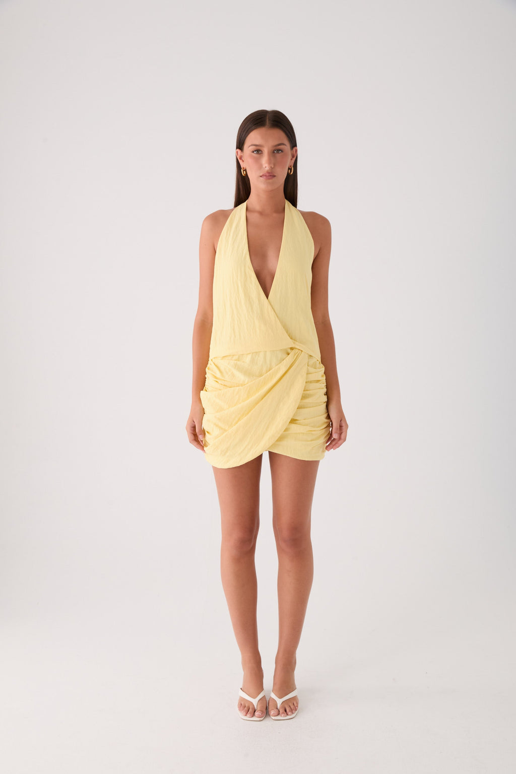 Asla Halter Mini Dress - Bright Lemon