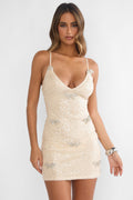 Sylvee Sequin Bow Mini Dress Champagne