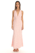 Ruelle Backless Halter Maxi Dress Sequin Blush