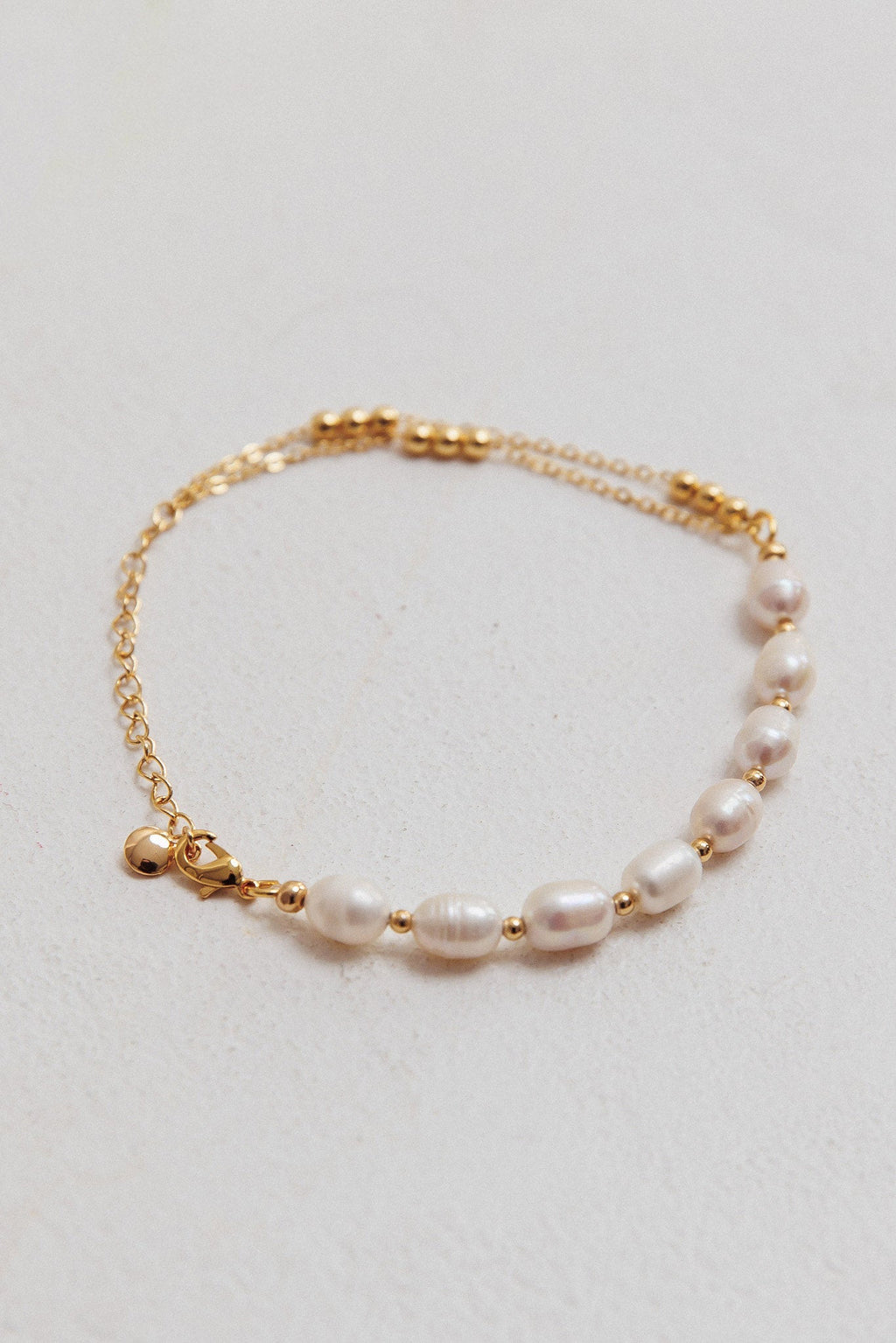 Polaris Freshwater Pearl Double Chain Bracelet Gold