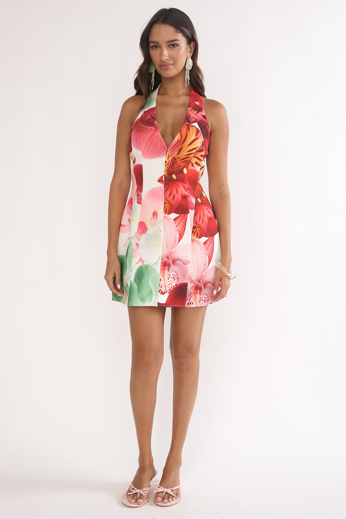 Elisabet Halter Neck Mini Dress Print Floral