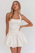 Angelico Halterneck Balloon Mini Dress Cream