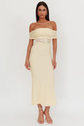 Flutters Off-Shoulder Lace Insert Maxi Dress Cream