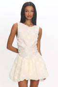 Tealy Cut-Out Back Bubble Mini Dress Cream