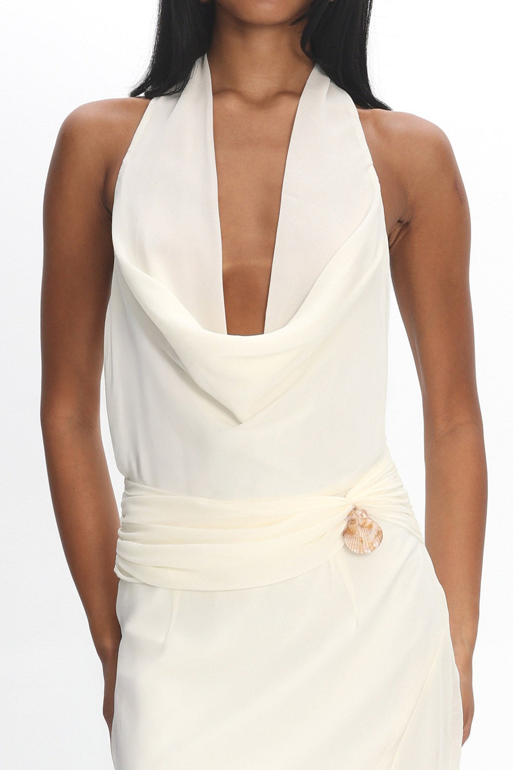 Logen Cowl Halterneck Maxi Dress Eggshell