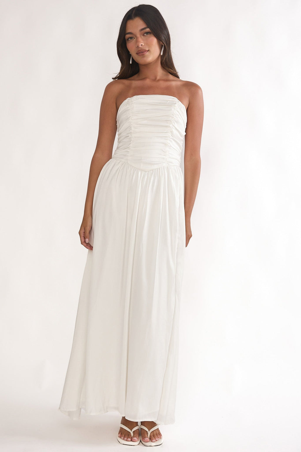 Adalynne Strapless Bow Back Maxi Dress White