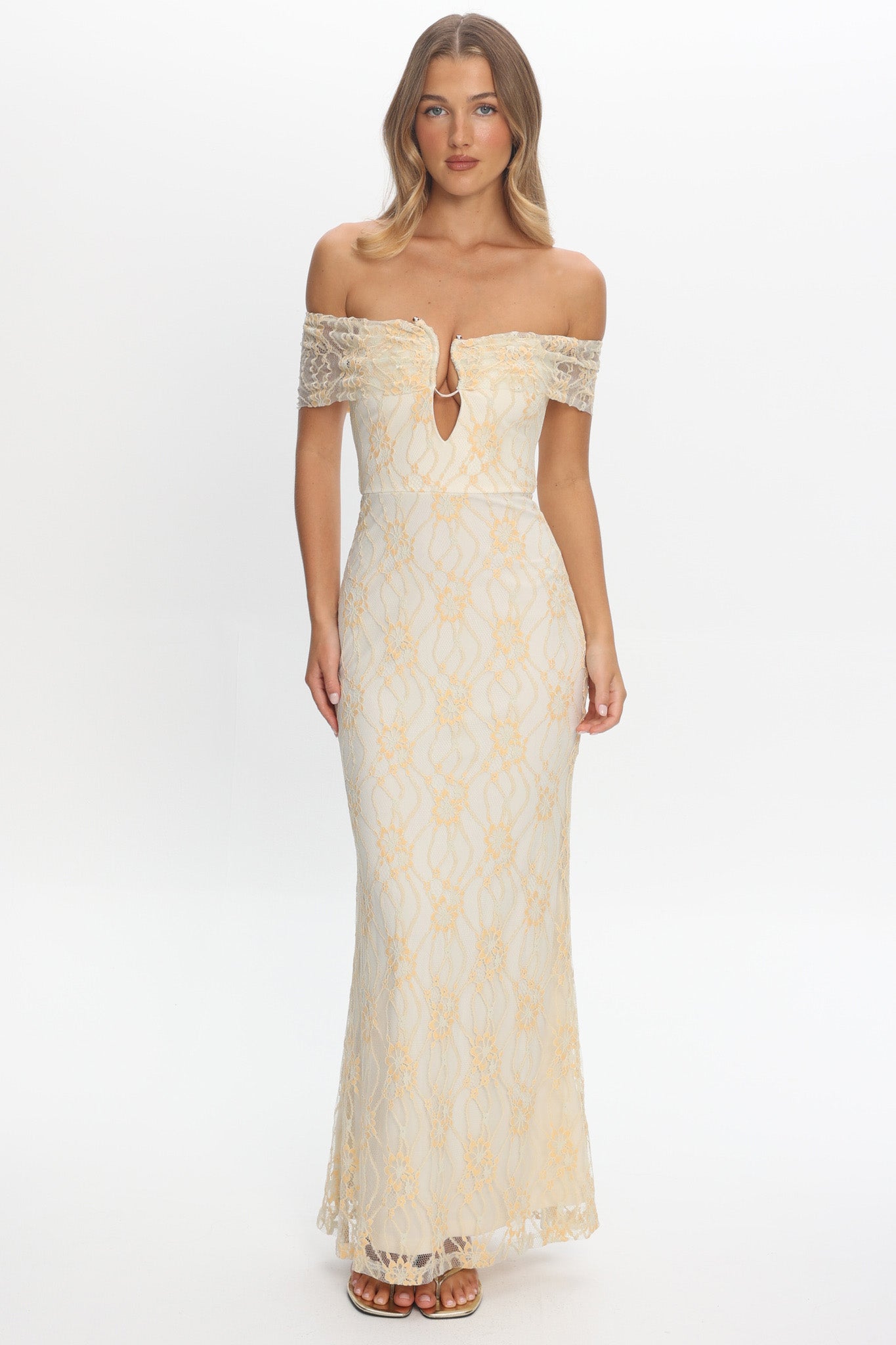 Tilda Off-Shoulder Maxi Dress Lace Butter
