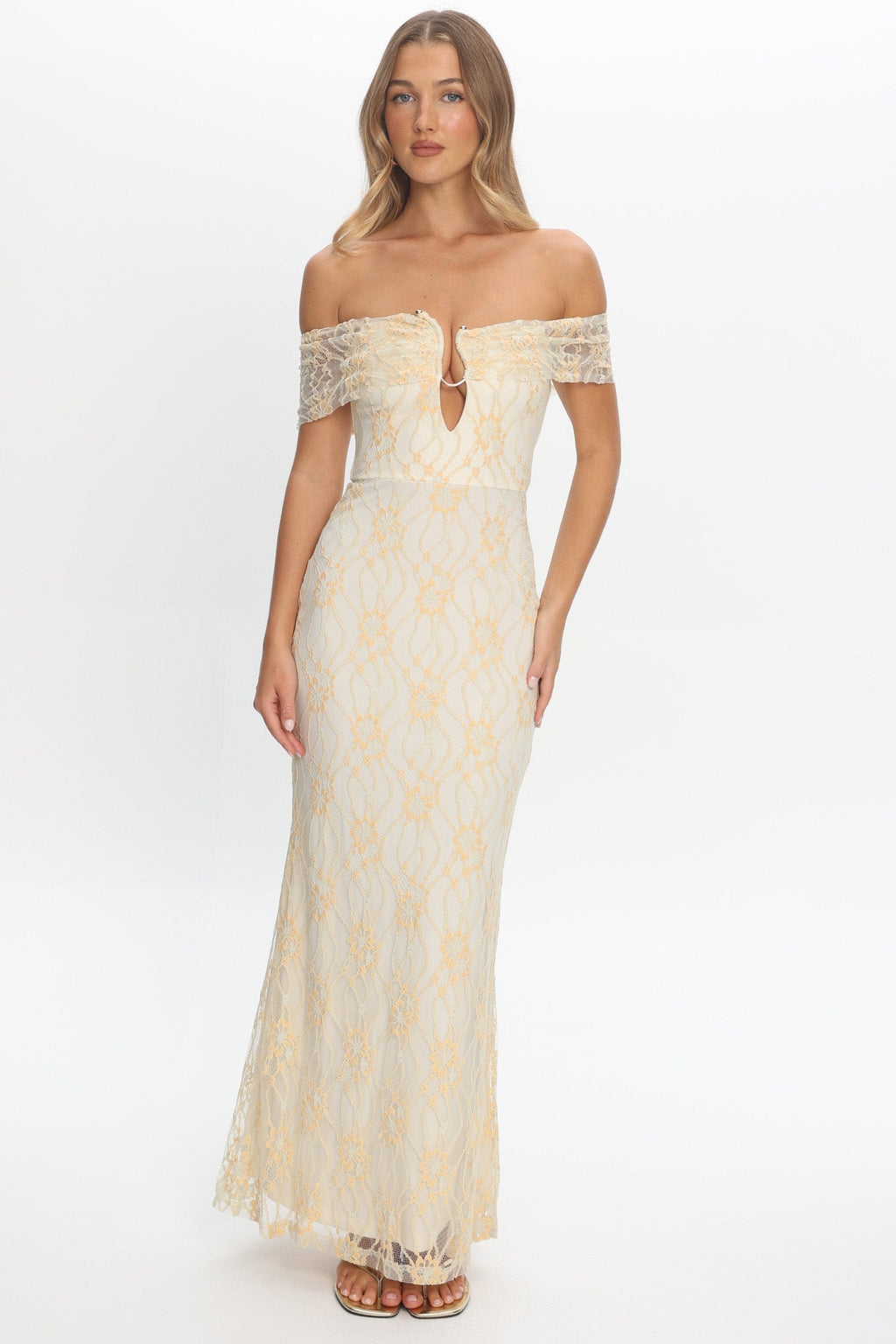 Tilda Off-Shoulder Maxi Dress Lace Butter