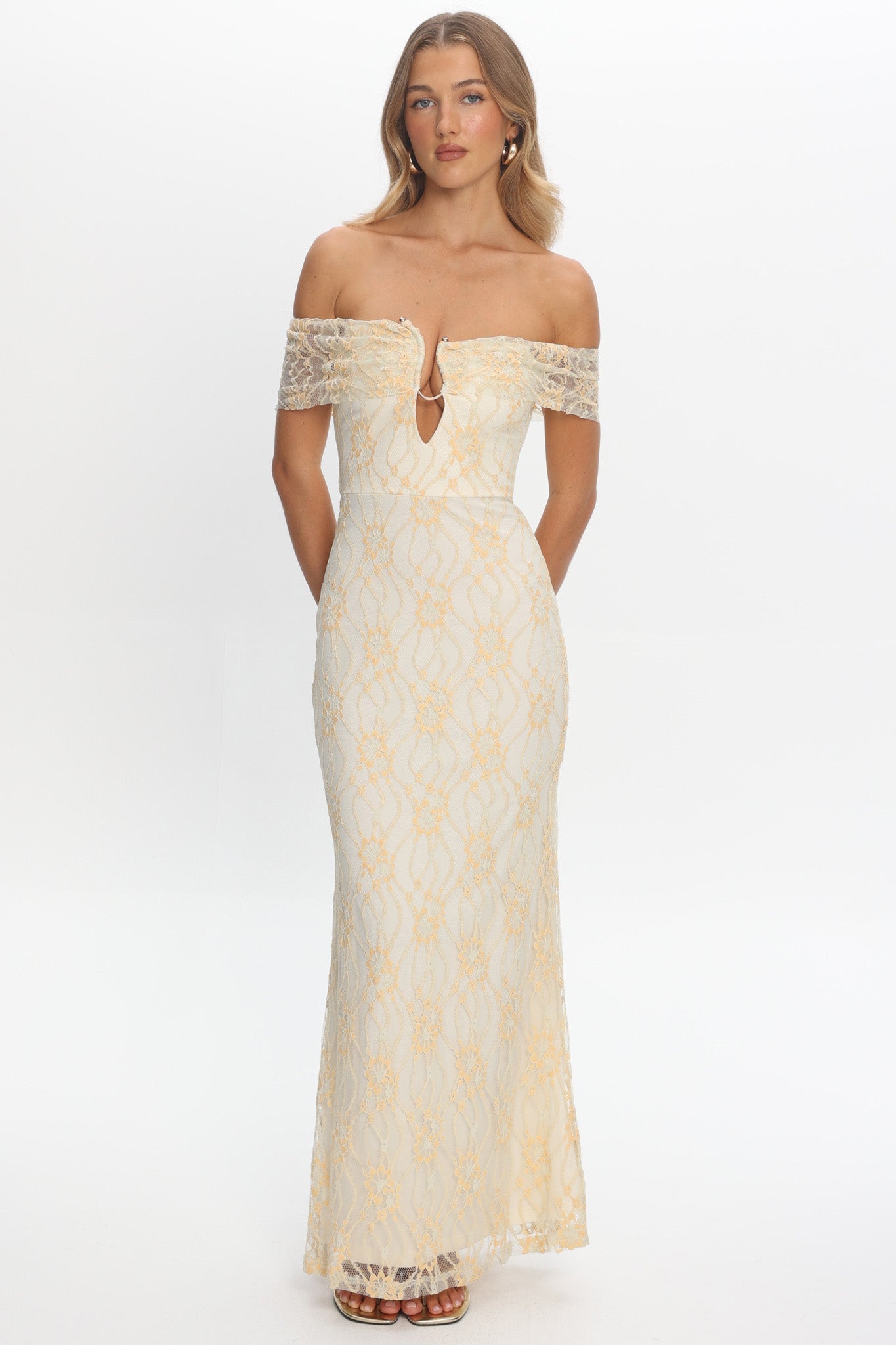 Tilda Off-Shoulder Maxi Dress Lace Butter