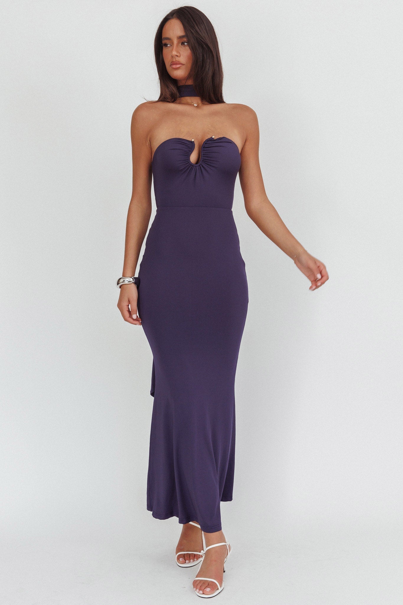 Raeva Strapless Scarf Maxi Dress Navy