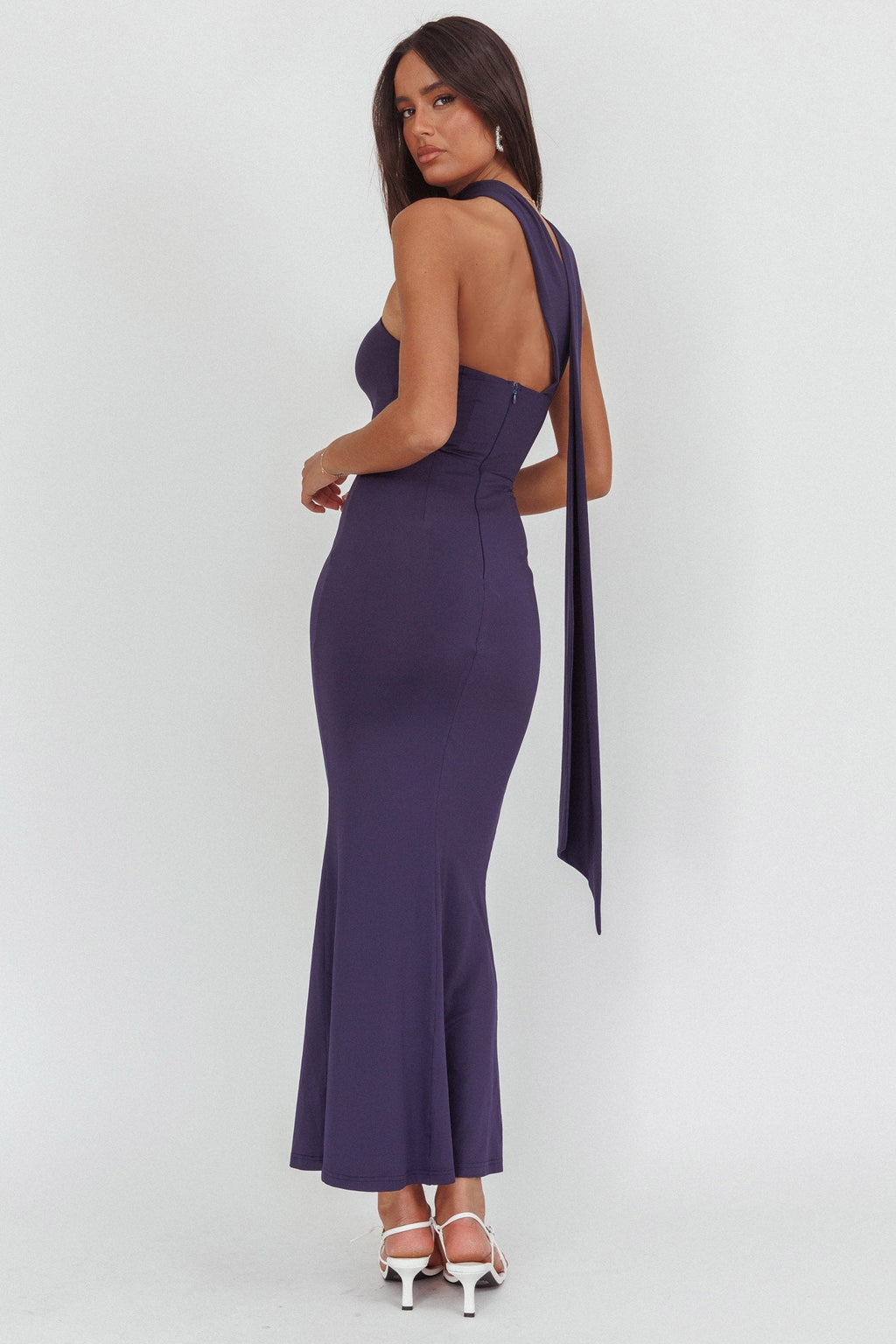 Raeva Strapless Scarf Maxi Dress Navy