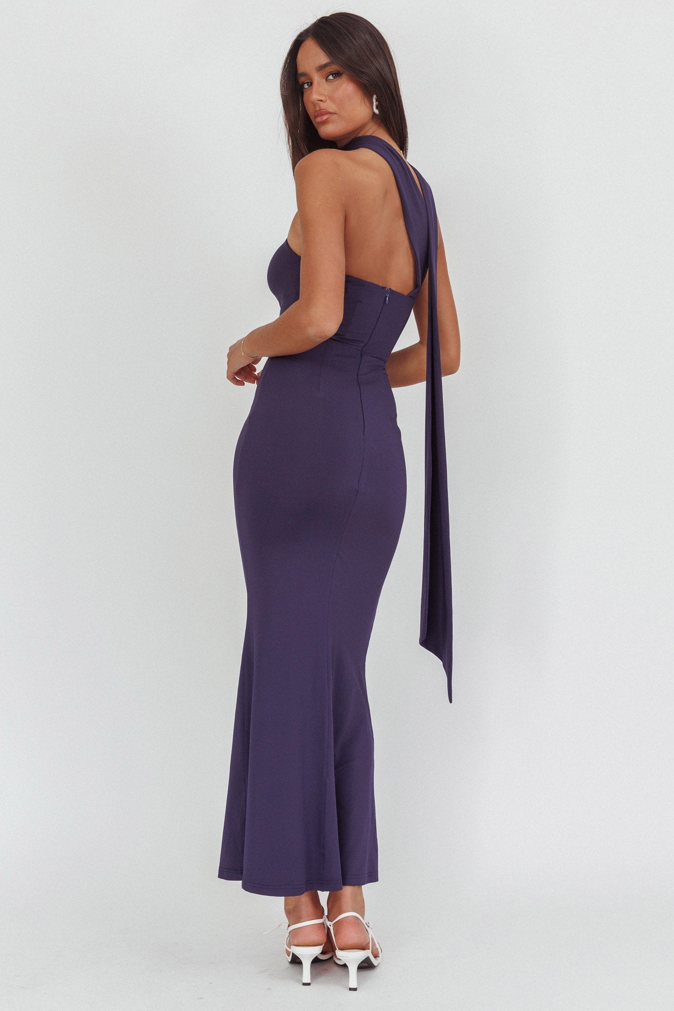 Raeva Strapless Scarf Maxi Dress Navy