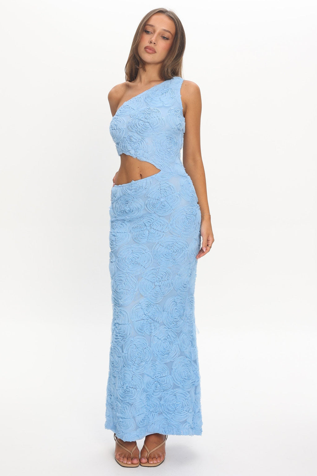 Goodnight Sweetheart Cut-Out Maxi Dress Embellished Blue