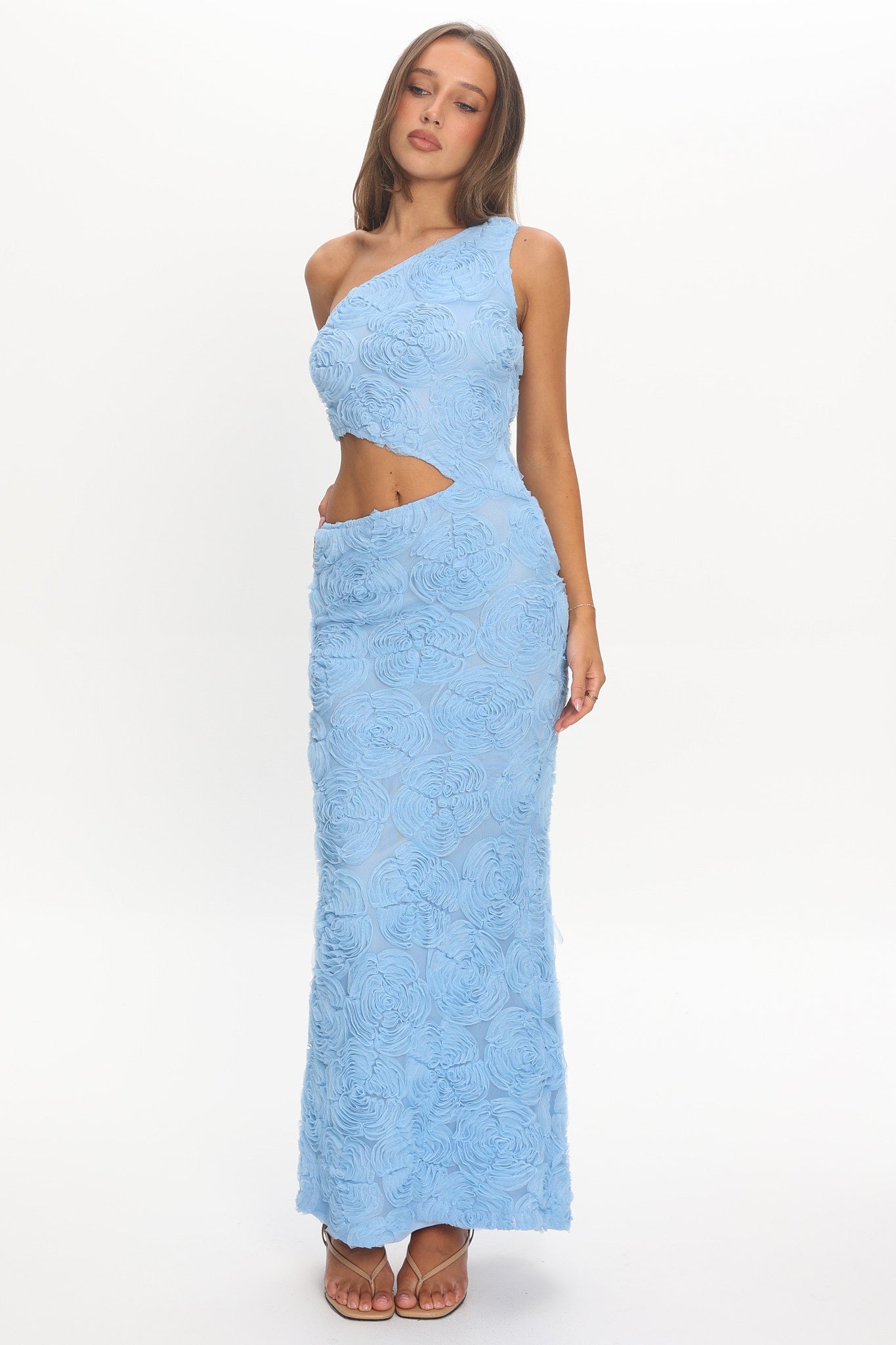 Goodnight Sweetheart Cut-Out Maxi Dress Embellished Blue