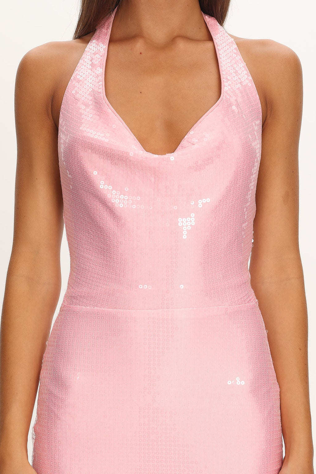 Koral Halter Sequin Maxi Dress Gradient Pink