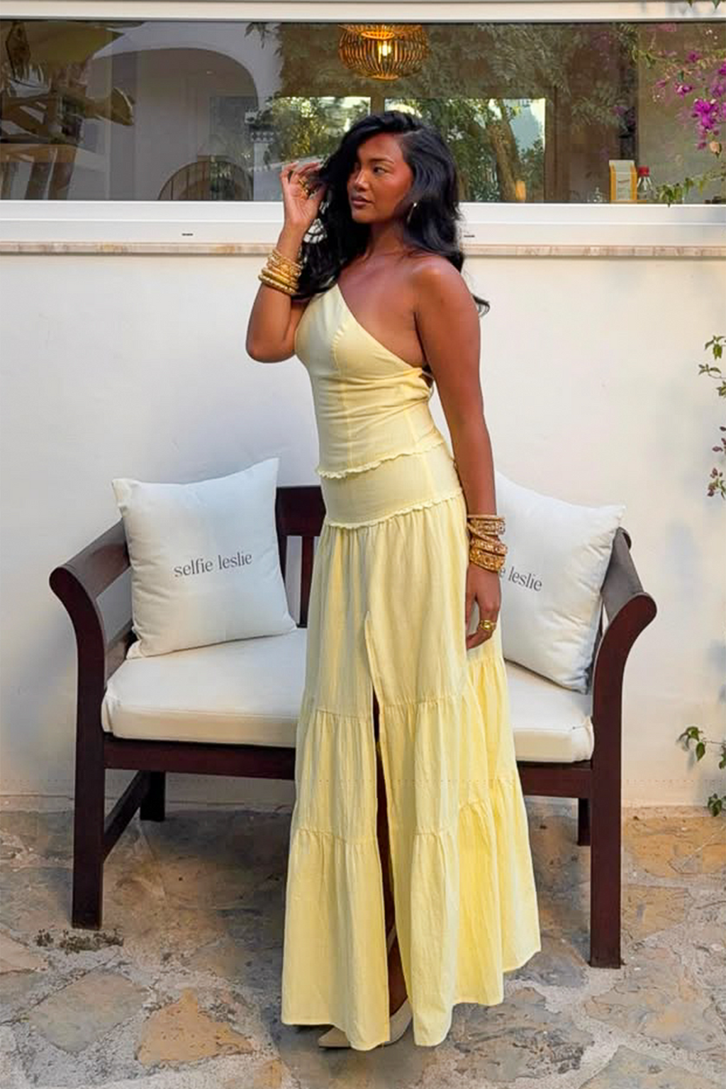 Rico One-Shoulder Strappy Back Maxi Dress Butter