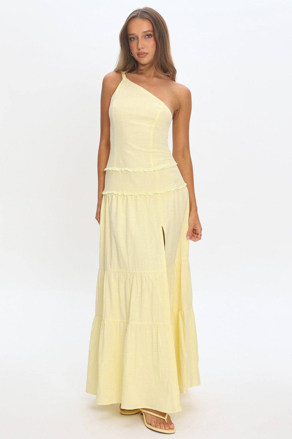 Rico One-Shoulder Strappy Back Maxi Dress Butter