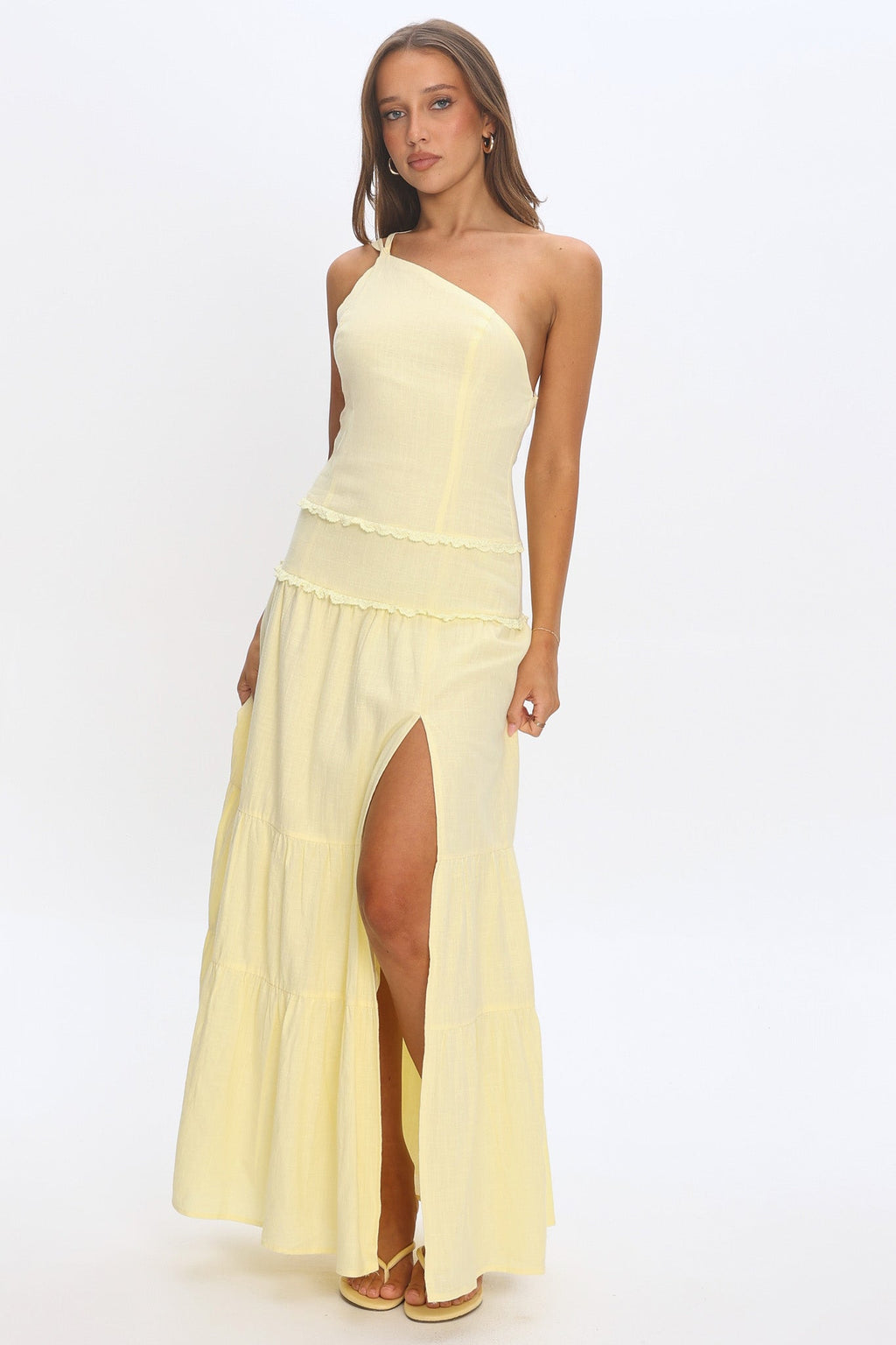 Rico One-Shoulder Strappy Back Maxi Dress Butter