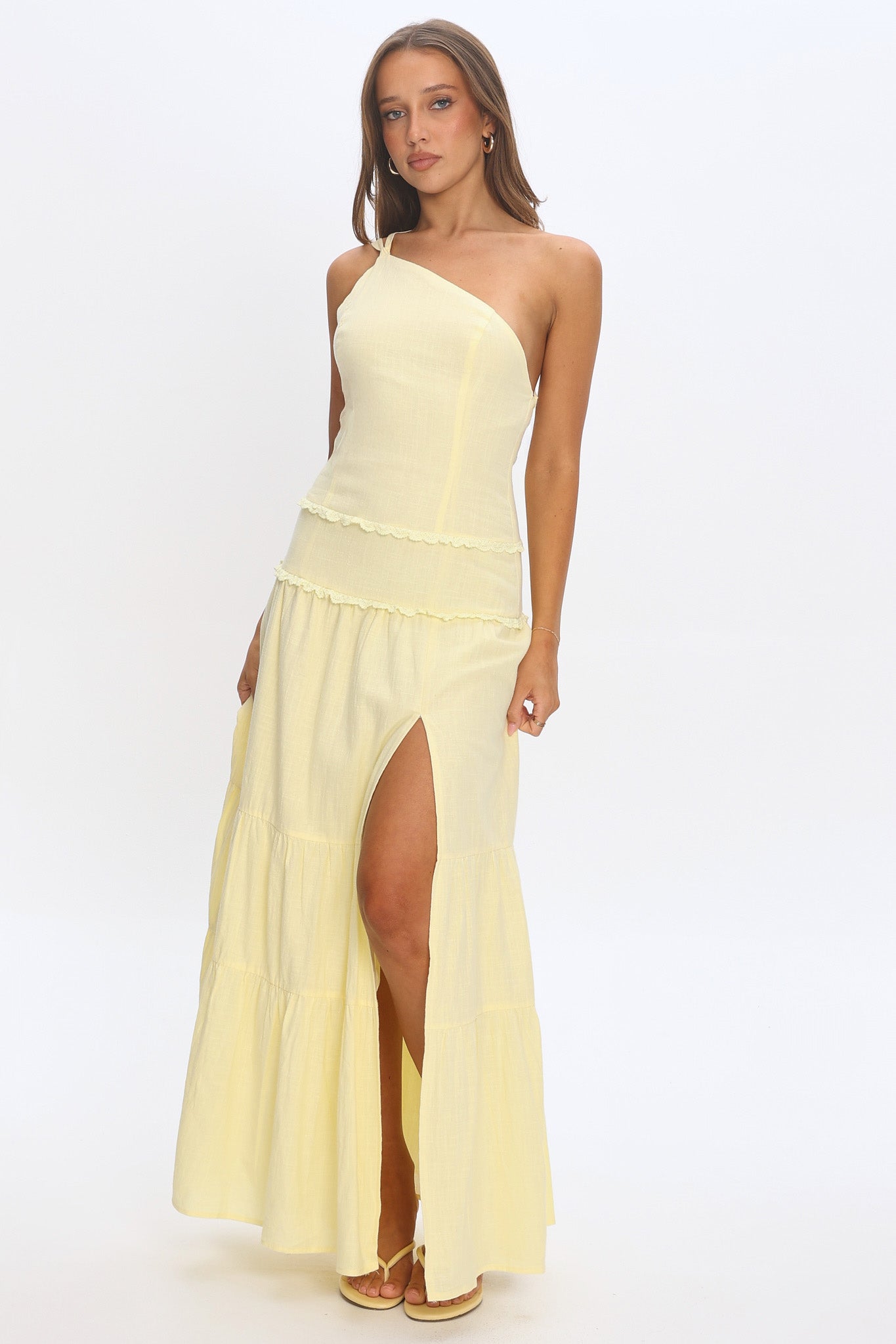 Rico One-Shoulder Strappy Back Maxi Dress Butter