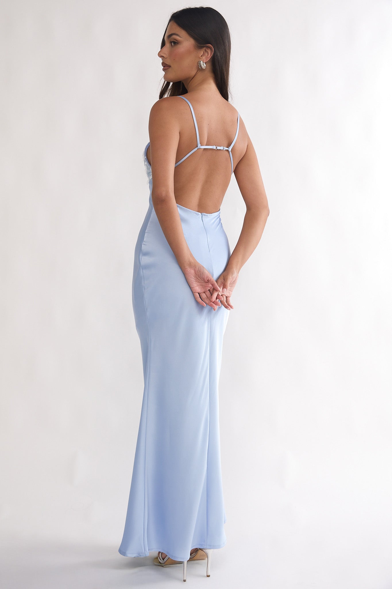 Brynn Sequin Bust Open Back Maxi Dress Blue