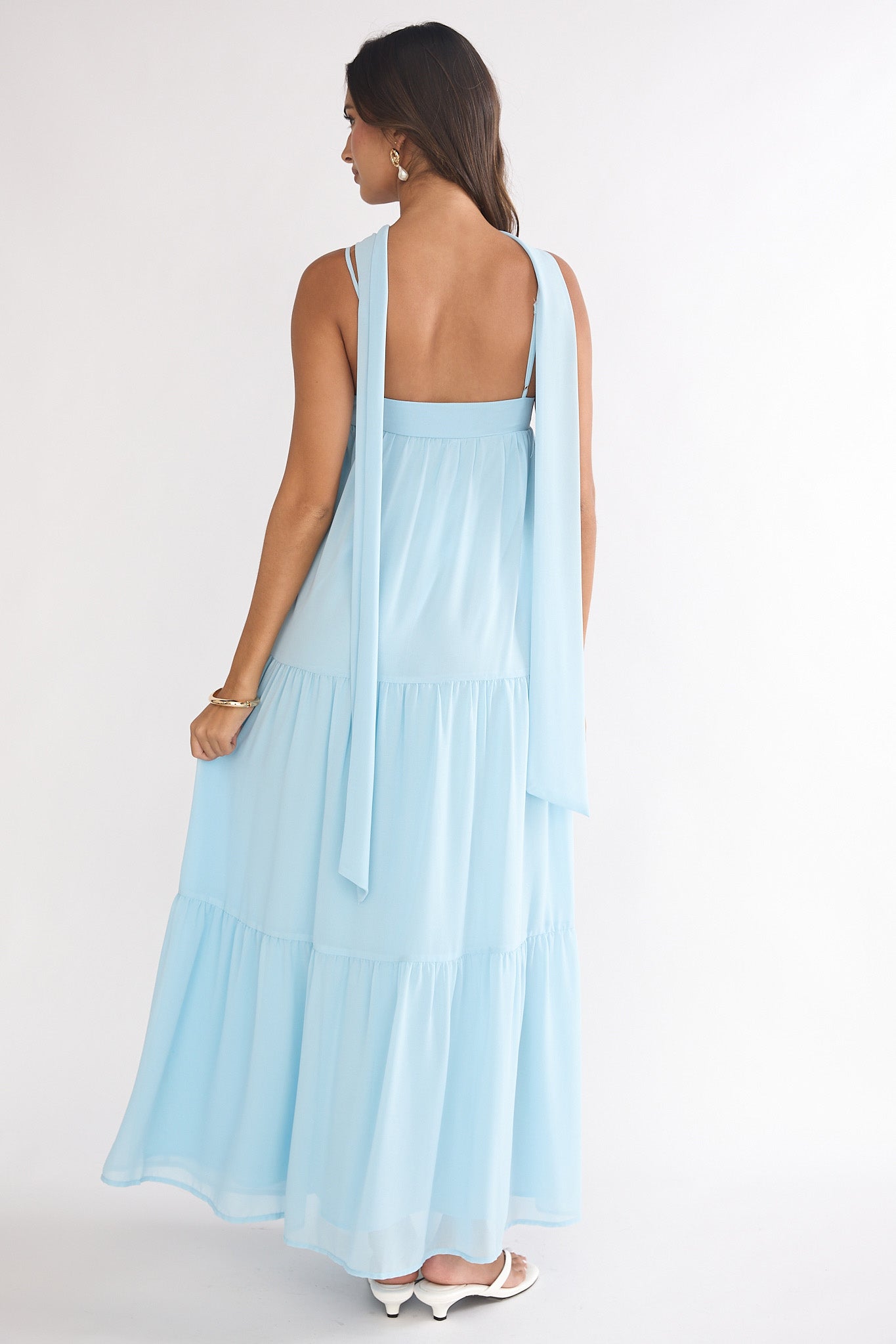 Meesha Cami Strap Scarf Maxi Dress Blue