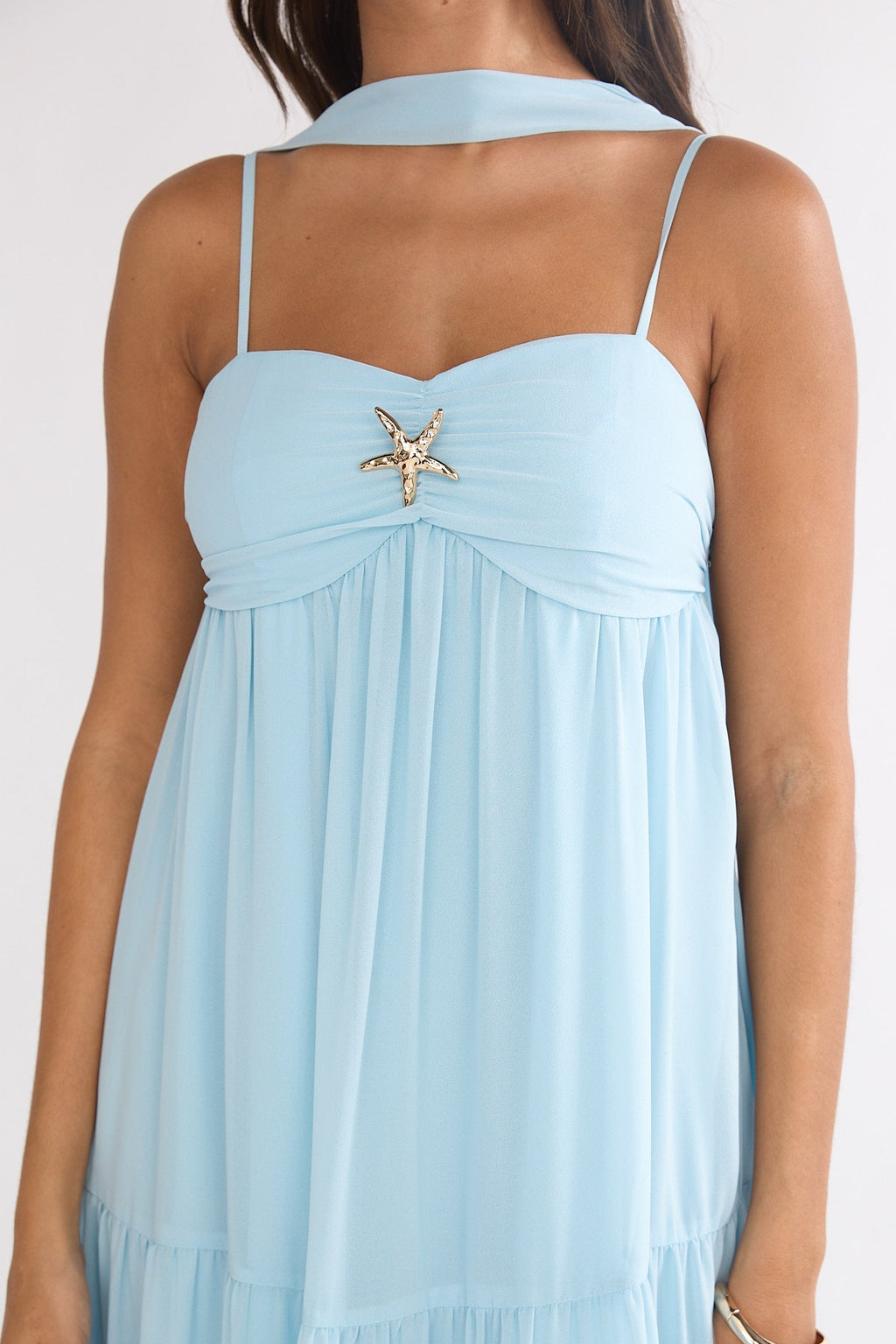 Meesha Cami Strap Scarf Maxi Dress Blue