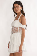 Esmara Mesh Waist Halter Mini Dress White