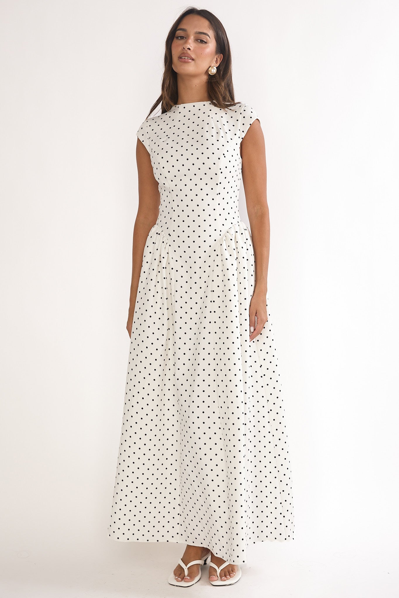 Lynnie Cap Sleeve Maxi Dress Polka Dot