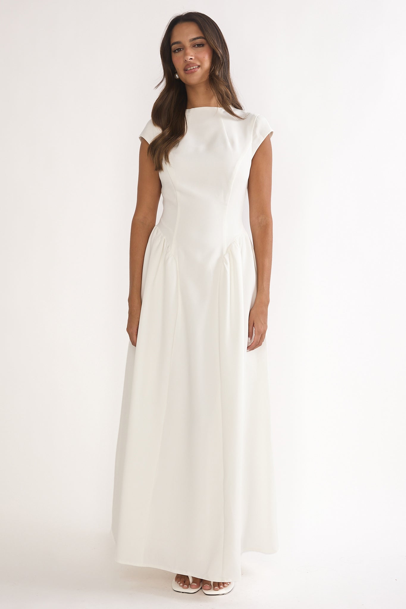 Lynnie Cap Sleeve Maxi Dress Cream