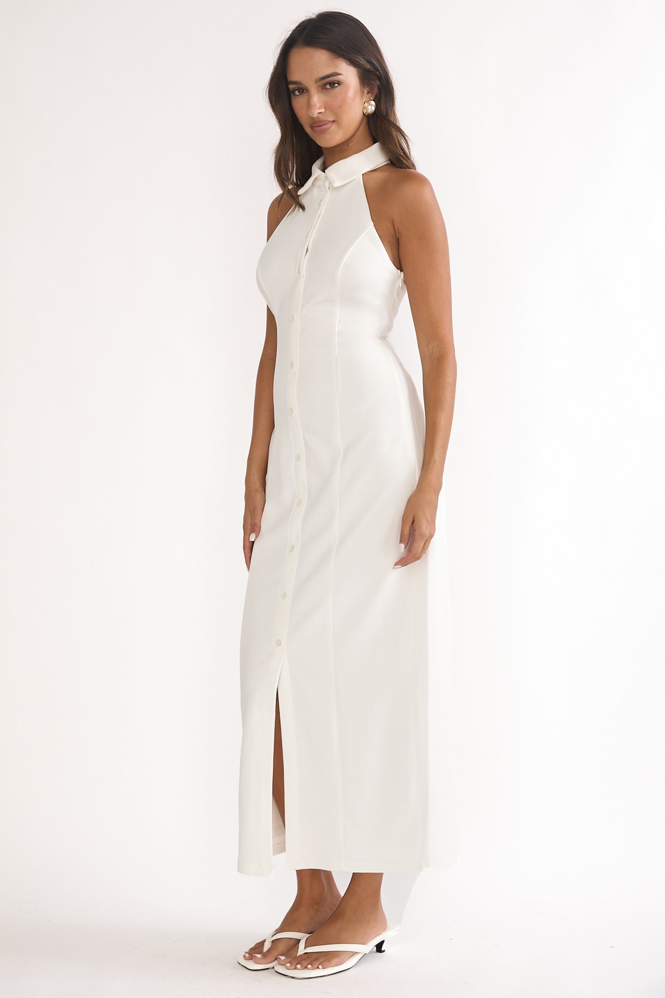 Esmarie Collared Maxi Dress White