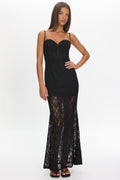 Clover Sweetheart Neckline Maxi Dress Lace Black