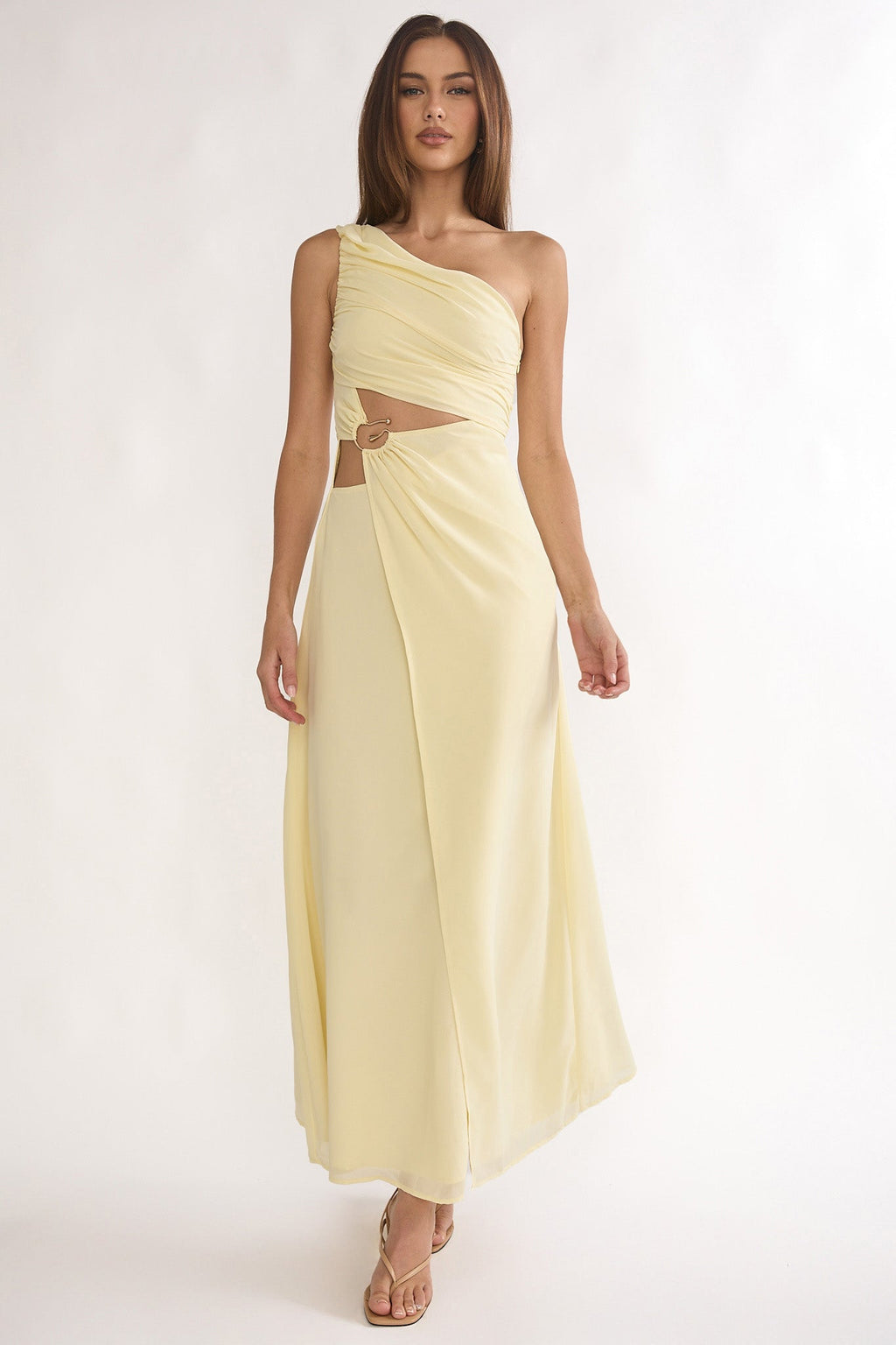 Ivora One-Shoulder Cut-Out Waist Maxi Dress Butter