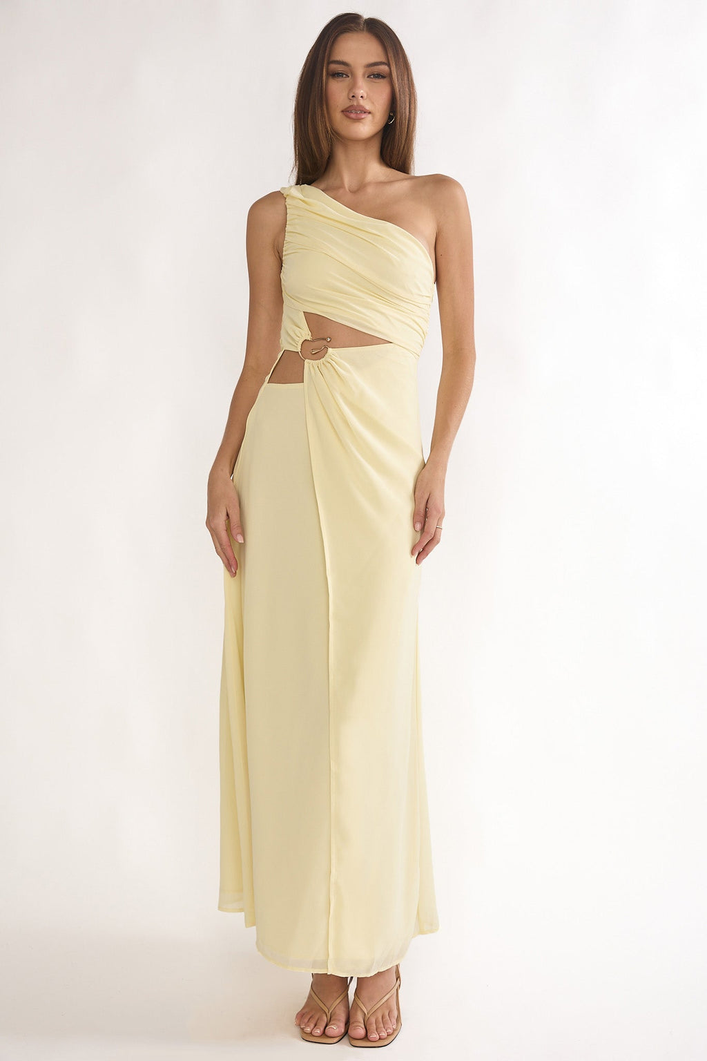 Ivora One-Shoulder Cut-Out Waist Maxi Dress Butter
