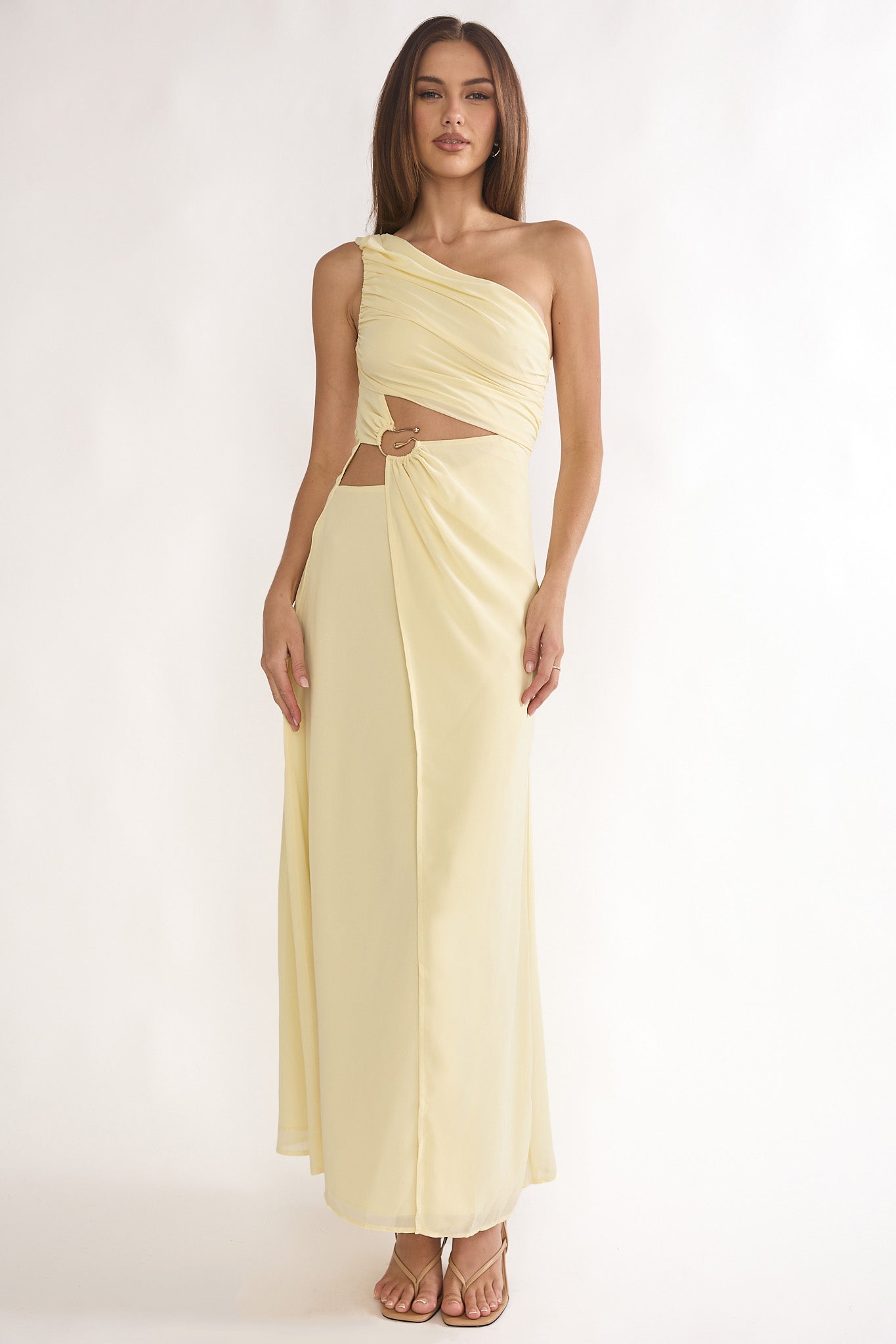 Ivora One-Shoulder Cut-Out Waist Maxi Dress Butter
