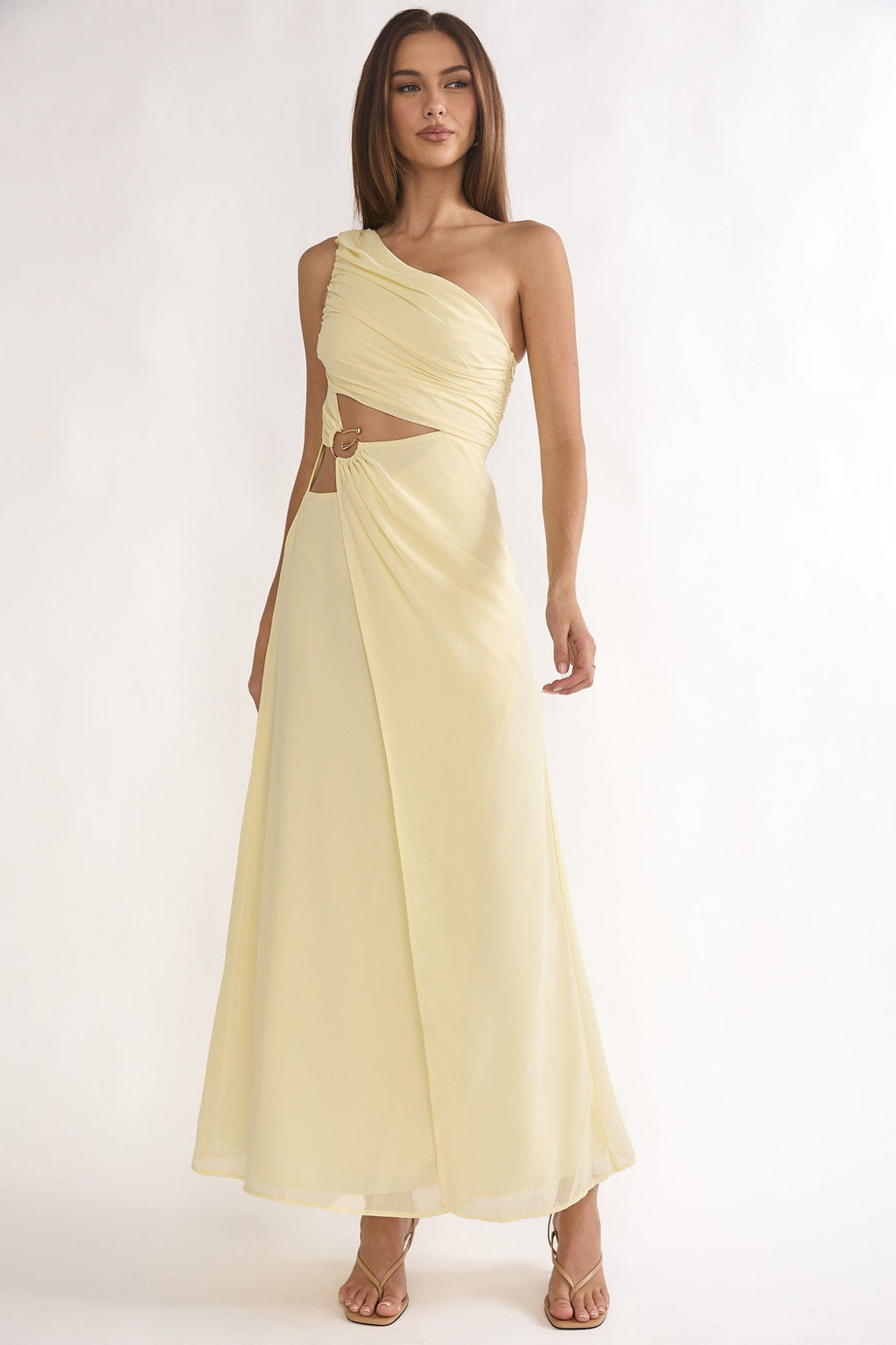 Ivora One-Shoulder Cut-Out Waist Maxi Dress Butter