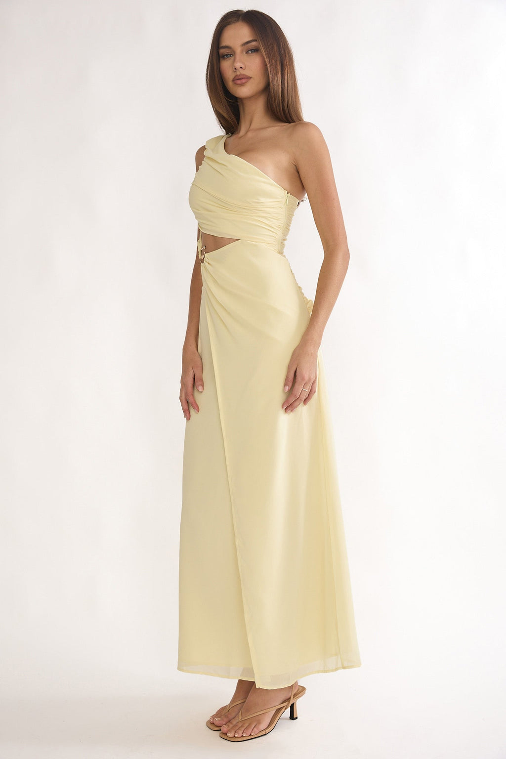Ivora One-Shoulder Cut-Out Waist Maxi Dress Butter