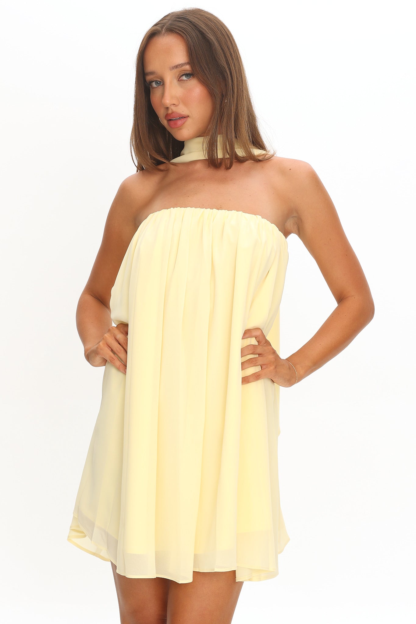 Read The Signs Strapless Mini Dress Butter