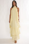 Lorina Layered Ruffle Halterneck Maxi Dress Butter