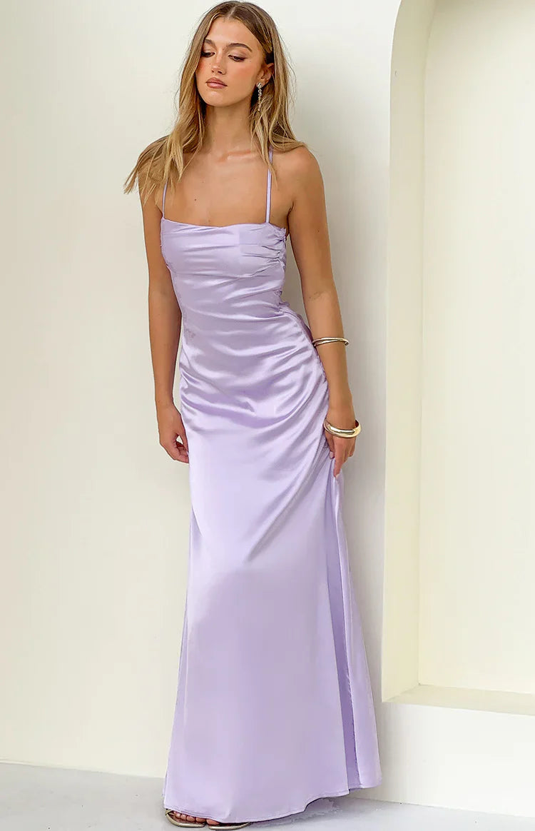 Blaise Lilac Satin Maxi Dress
