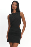 Skyline Ruched Cut-Out Mini Dress Black