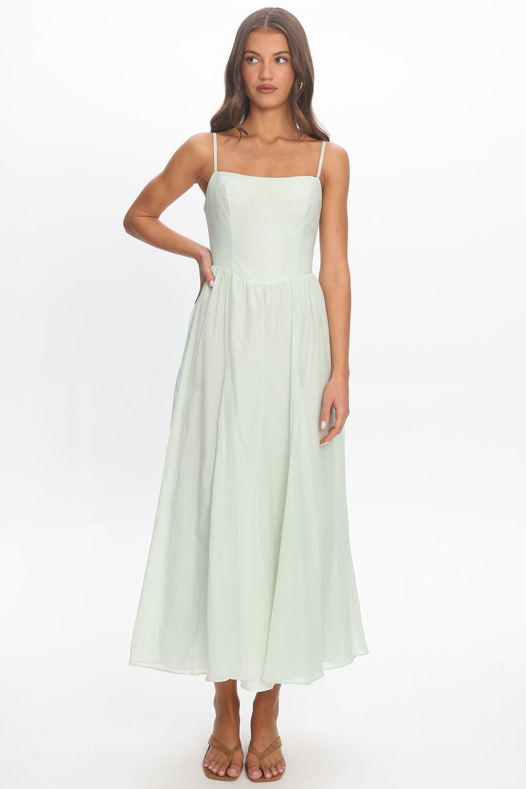 Dulce Scoop Neck Midi Dress Sage